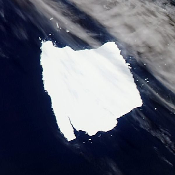 Satellite view of iceberg A23A on 22 March 2025